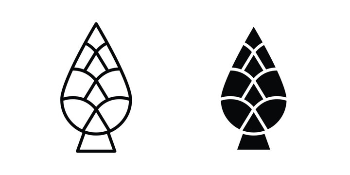 Fir cone icon lineart style, silhouette flat icons