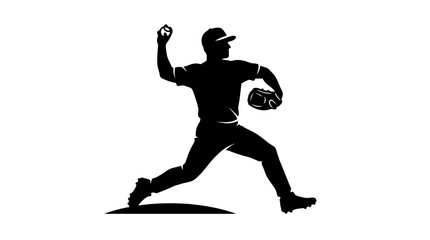 Obraz premium A baseball player throws a ball in a dynamic pitching motion on field