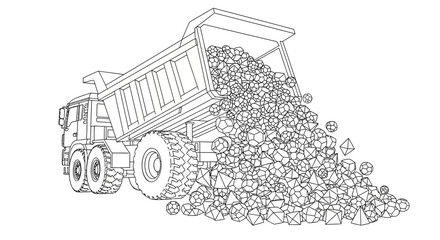 Dump Truck Unloading Geometric Shapes and Gems © Dodo