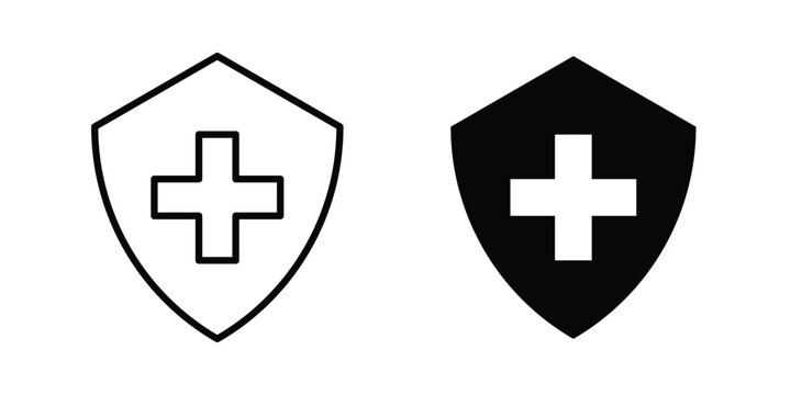 Health insurance icon lineart style, silhouette flat icons