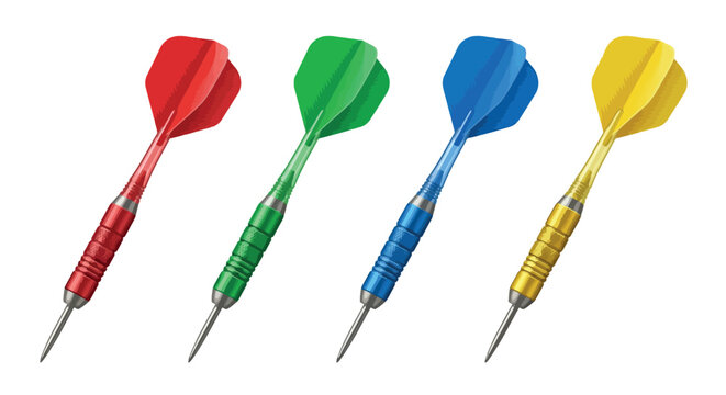 Colorful Darts With Metal Points And Textured Grips Vector Illustration