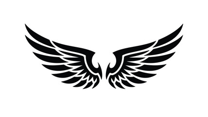 Fototapeta premium A black and white illustration of a pair of wings spread wide