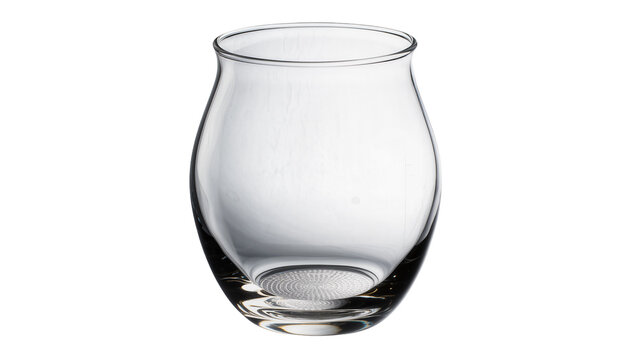 Clear glass tumbler with curved sides and textured base