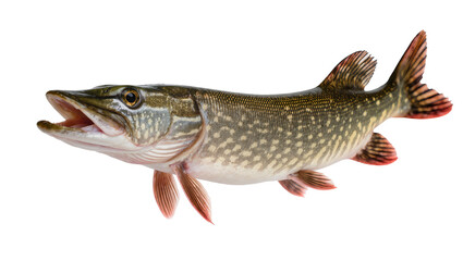 Fototapeta premium Northern Pike fish with open mouth and sharp teeth