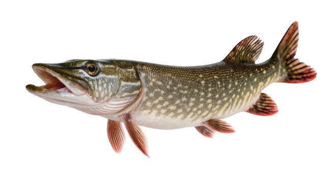 Northern Pike fish with open mouth and sharp teeth