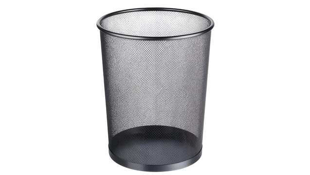 Black mesh waste bin with solid base