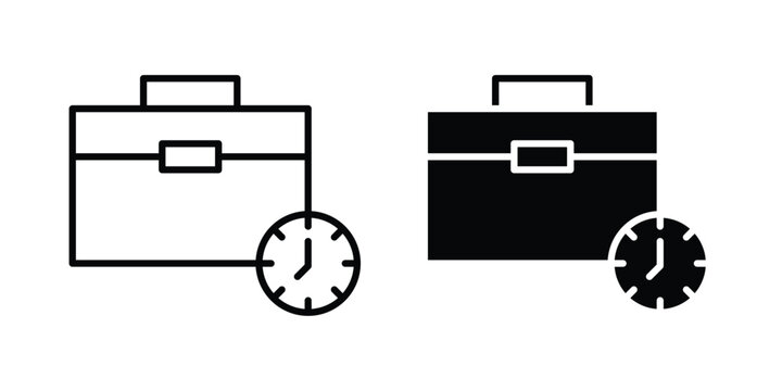 Office time icon lineart style, silhouette flat icons