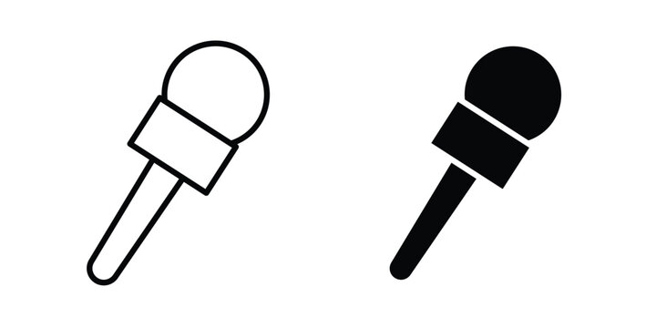 News microphone icon lineart style, silhouette flat icons