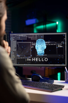 Self-Aware Artificial Intelligence Concept with Humanoid AI Saluting in Futuristic Digital Environment