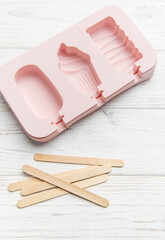 Obraz premium Pink silicone ice pop mold making summer treats
