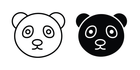 Fototapeta premium Panda icon lineart style, silhouette flat icons