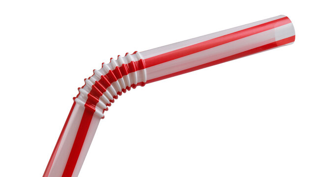 Red and white striped flexible drinking straw