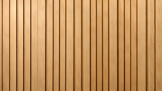 Vertical Wooden Slats Wall Panel Texture Background. Modern Light Brown Wood Battens Pattern Surface for Interior Architecture and Decorative Cladding.