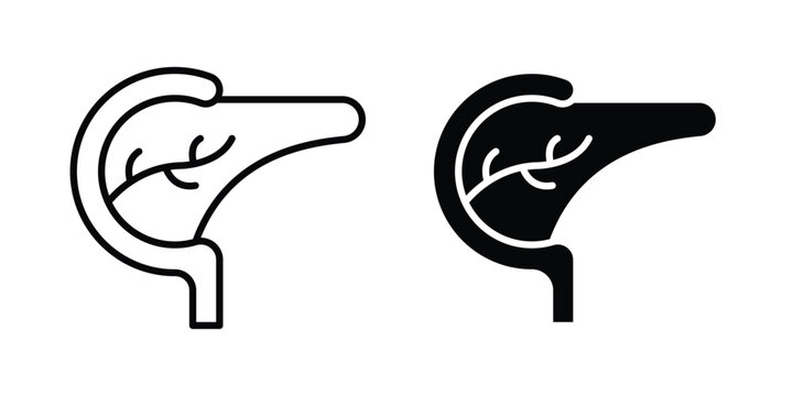 pancreas icon lineart style, silhouette flat icons