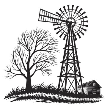 windmill vector illustration
