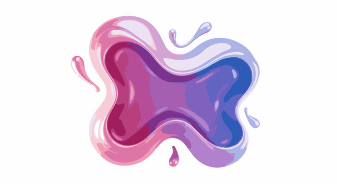 Abstract flowing amorphous fluid shape with vibrant pink and blue hues