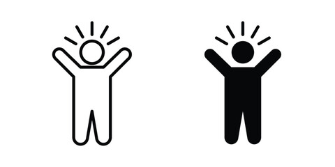 Obraz premium Self confidence icon lineart style, silhouette flat icons