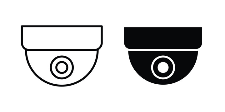 Security camera icon lineart style, silhouette flat icons