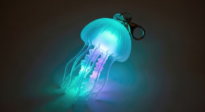 Glowing Jellyfish Keychain - Illuminated Underwater Charm.
