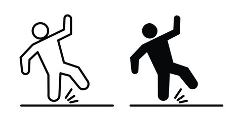 Fototapeta premium Slippery floor icon lineart style, silhouette flat icons