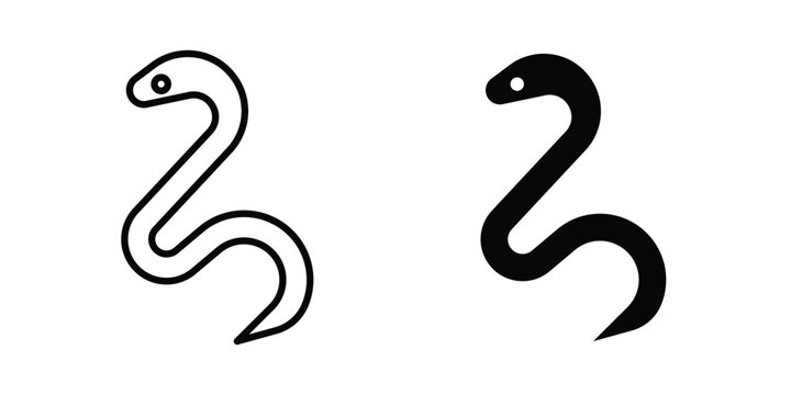 Snake icon lineart style, silhouette flat icons