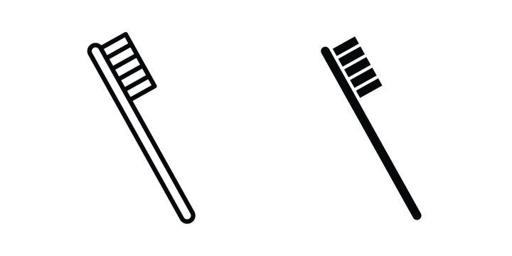 Toothbrush icon lineart style, silhouette flat icons