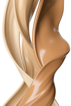 liquid foundation splash flow with glossy texture for makeup product advertisement 3d illustration.