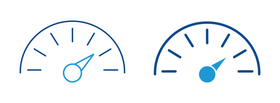 Speedometer Icon Vector Collection in Outline and Solid Style for Vehicle Dashboard and Transportation Design