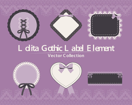 Lolita Gothic Lace Label Frames Vector Set