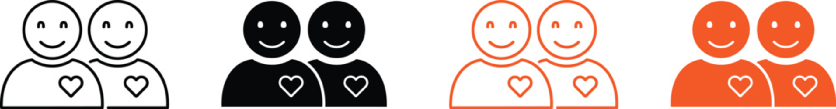 International friendship day icon set for social media and greeting cards
