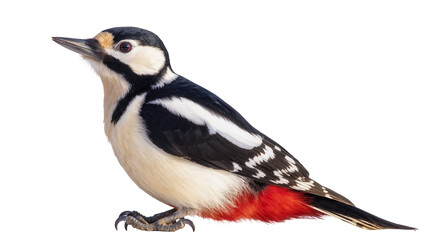 Obraz premium Great Spotted Woodpecker bird with red rump and white markings
