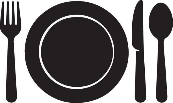 Restaurant dining vector design featuring tableware, food service icons and hospitality theme