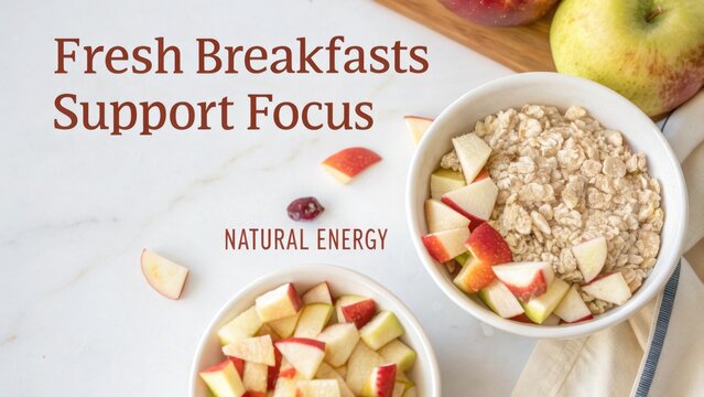 Healthy Breakfast With Oats And Fresh Apples