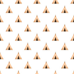 Teepee pattern repeating on white background portraying indigenous culture © nsit0108