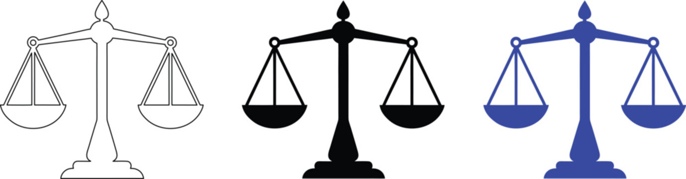 Scales of justice icon vector illustration set law system symbol concept.