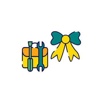 Maintenance tool package ribbon gift icon vector template