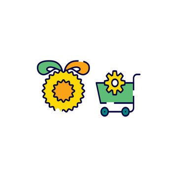 E-commerce shopping cart award processing icon vector template