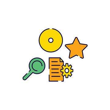 Media disc content search rating icon vector template