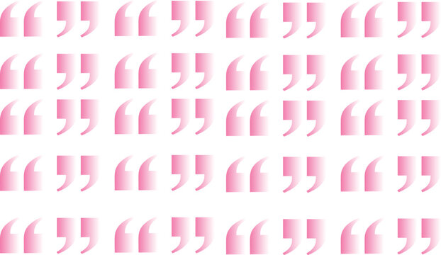 Pink quotation marks on white background in repeating pattern