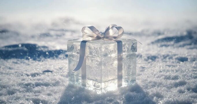 Magical Glowing Sapphire Poinsettia Flower over Frozen Lake