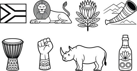 South Africa symbols outline vector illustration collection. © Mst Insanara Begum