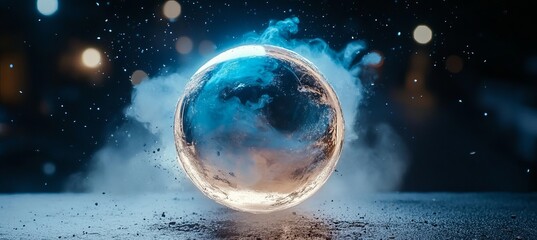 Obraz premium Ethereal Sphere of Light A Cosmic Dance of Radiant Colors and Mystical Luminescence on Black