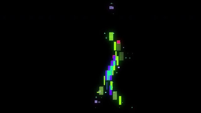 Colorful Geometric Pixelated Soccer Player Freestyle Transparent Overlay for Sports Promo
