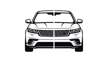 Obraz premium Modern SUV Front View Line Art Vector Icon