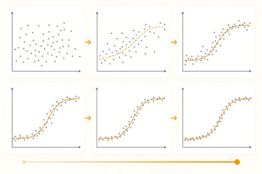 Machine learning curve fitting training progression diagram
