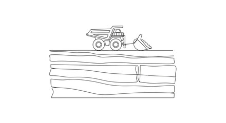 Mining Dump Truck Excavating Earth Layers in Open Pit Mine © Mam