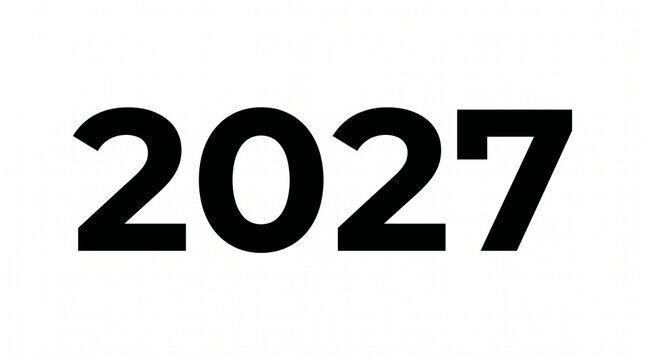 The number 2027 in bold black font isolated on white background