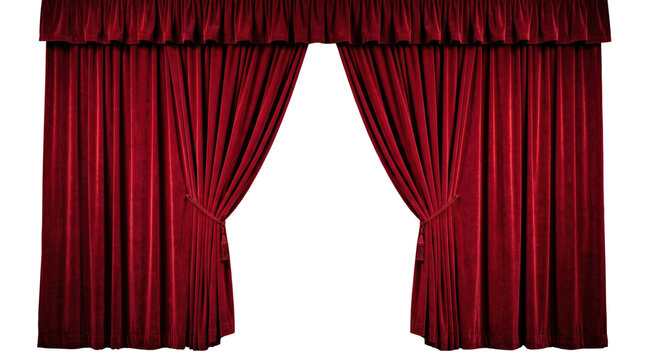 Red Theater Curtains Partially Open