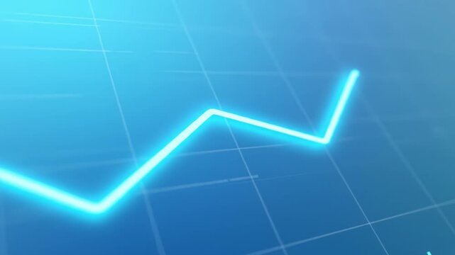 Rising blue glowing line graph digital grid background symbolizing growth progress business technology sectors with futuristic style vibrant colors glowing line graph blue background digital chart