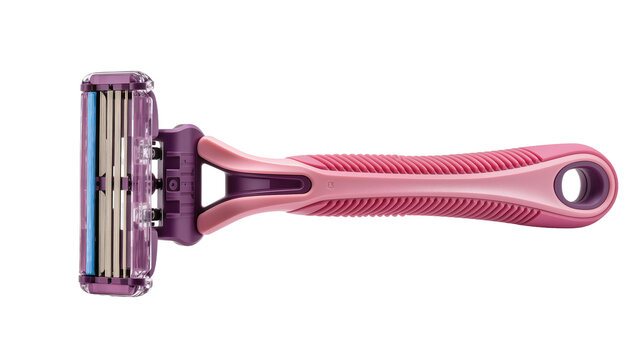 Pink and purple women s razor with multiple blades